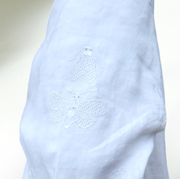 GABRIELA HEARST Square Neckline Daphine Belt Dress Linen Insect Embroidery 38 - Picture 5 of 12